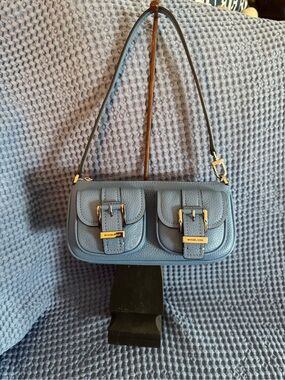 Michael Kors Blue Leather Double-Pocket Shoulder Bag